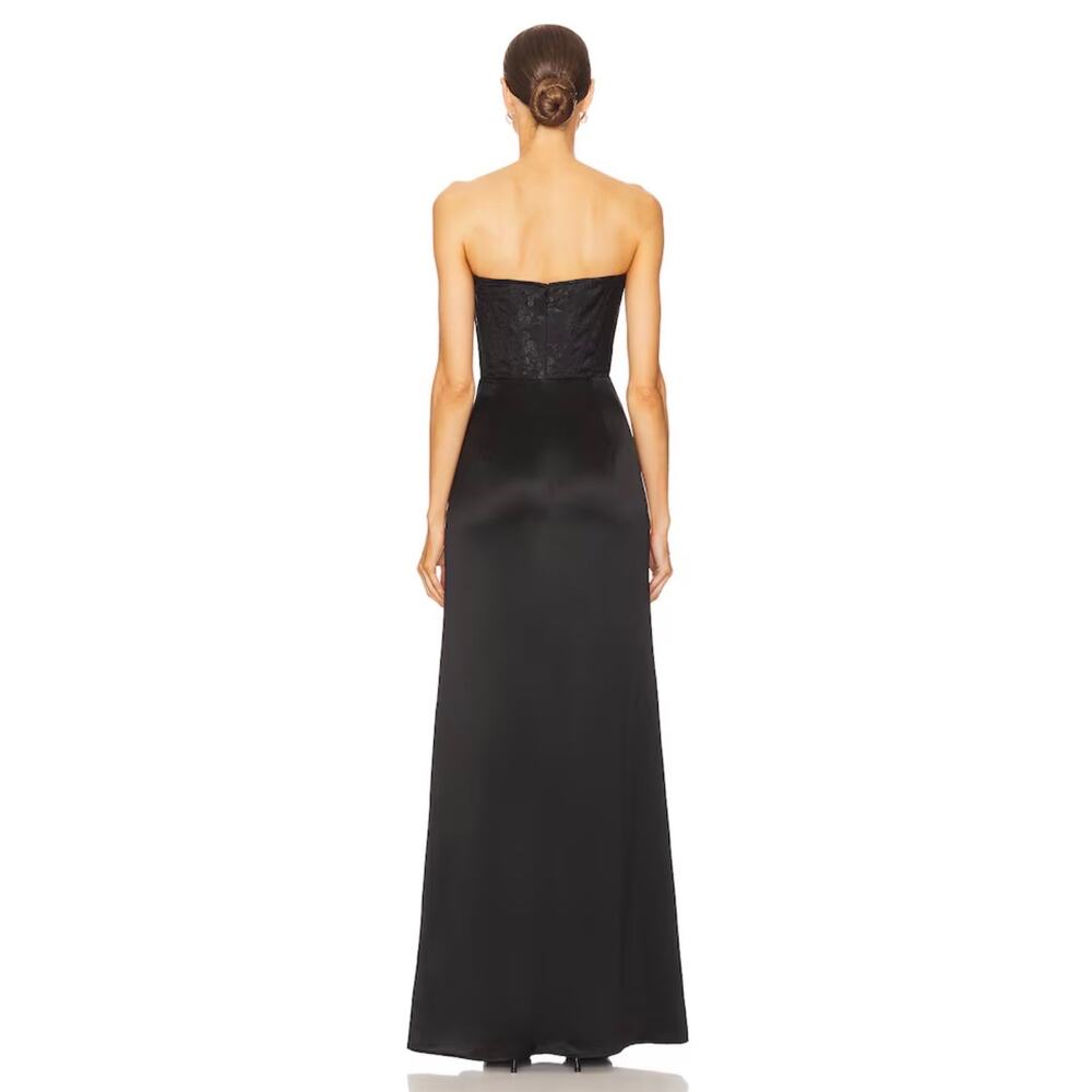 SAULEE Women's Draped Satin Skirt Evening Dress Julia Strapless Black Size 2 NWT - Picture 2 of 13